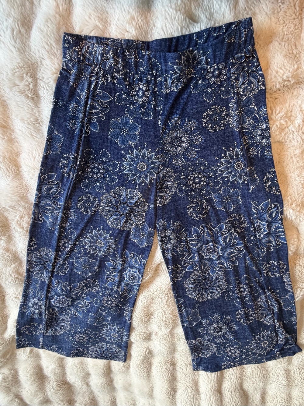 Chris & Carol 2X Blue Floral Paisley Wide Leg Palazzo Pants